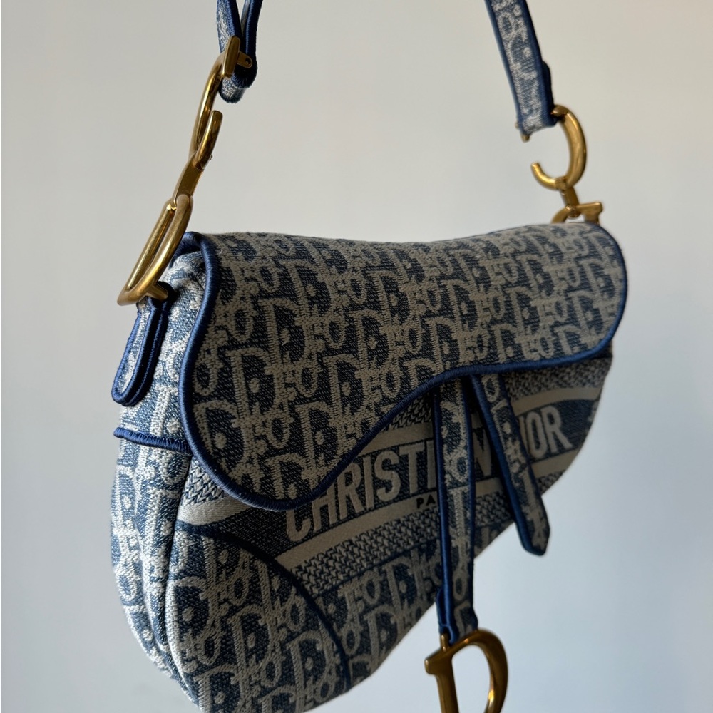Dior Oblique Jacquard Saddle Bag Blue - Picture 3 of 12